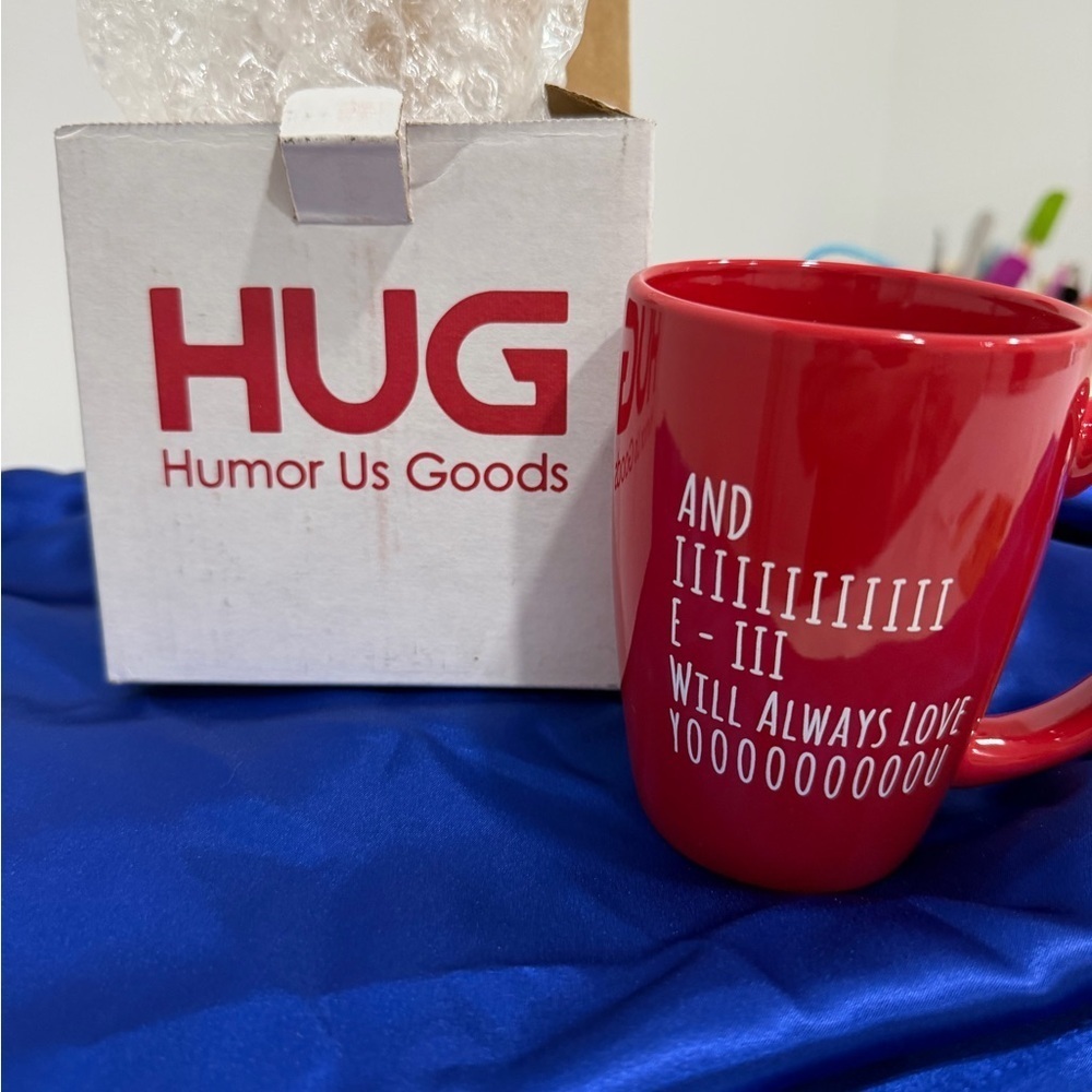 Gift Red Ceramic Mug with Fun song Quote
